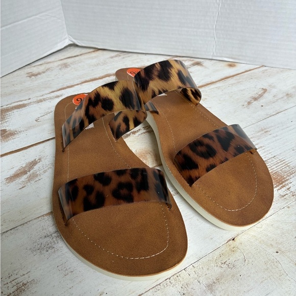 STEVE MADDEN leopard print slide sandals 9.5 chic cute summer animal print EUC - Picture 8 of 15